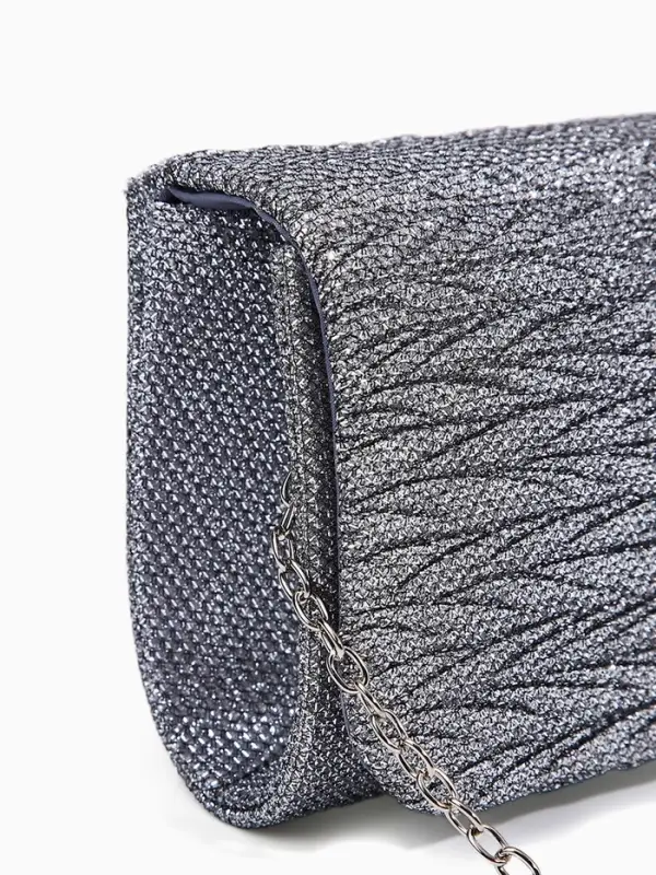 Сумка-клатч вечерняя на магните, на серебристой цепочке, светло-серая