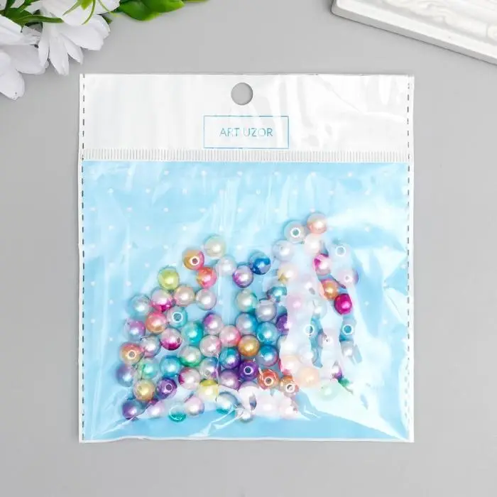 Бусины для творчества пластик "Градиент радуга" набор 20 г, d=0,8 см, МИКС