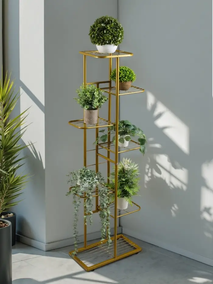 Подставка для цветов Greengo, 7 полок, 43&times;22&times;126 см, напольная, металл, цвет золотой