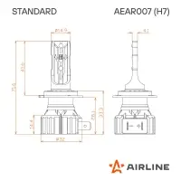 Лампа светодиод. H7 STANDARD, 17Вт, 4000Лм (2000Лм x 2), 6000К, 12В, кмпл. 2 шт.