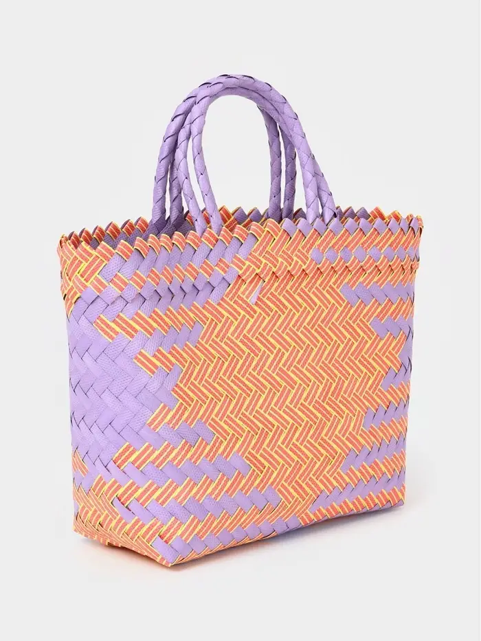 Сумка плетёная, 20&times;10&times;30 см, пластик, сиренево-жёлтая