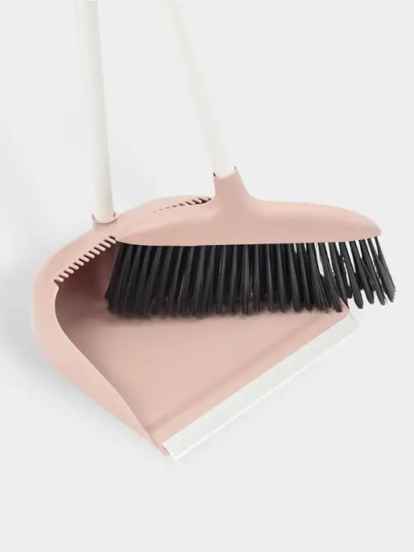 Щётка для пола Доляна, совок 25&times;23 см, щётка 29&times;84 см, металлическая ручка 77 см, розовая