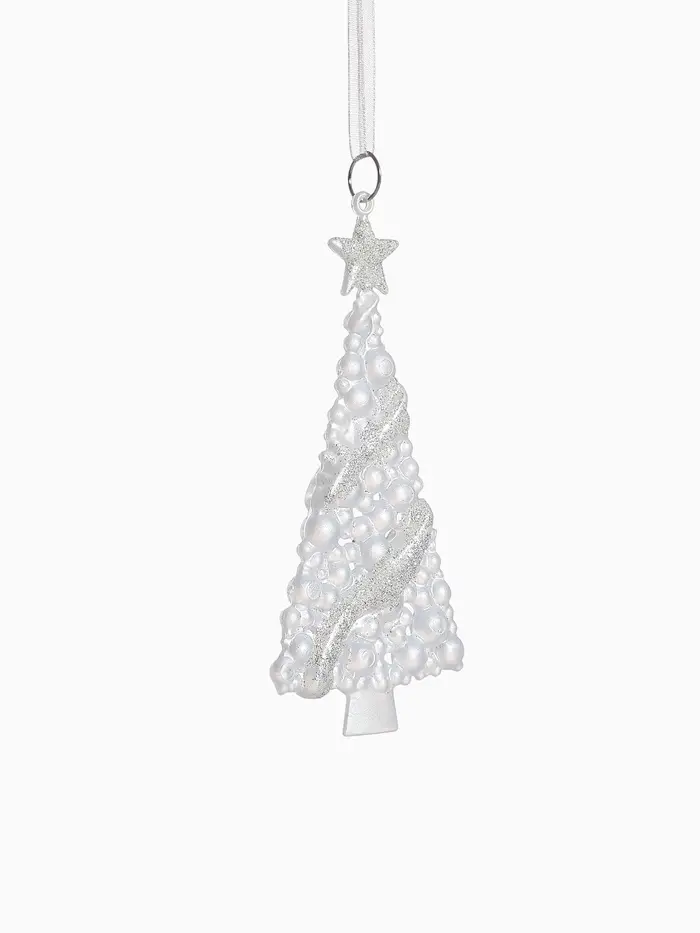 Ёлочная игрушка &laquo;Зимнее волшебство. Ёлка нарядная блестящая&raquo;, 7&times;14 см, белый