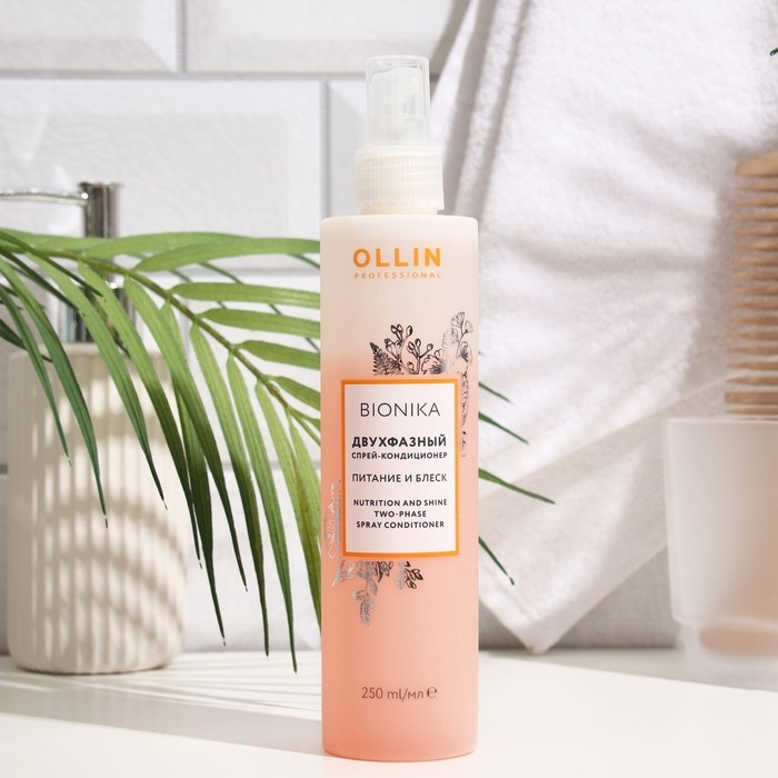 Двухфазный спрей-кондиционер, OLLIN BIONIKA,  Двухфазный спрей-кондиционер, OLLIN BIONIKA, "Питание и блеск", 250 мл