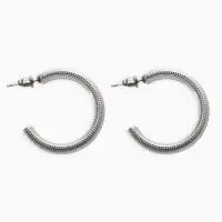 Серьги-кольца "Пружина" d=3см, цвет серебро