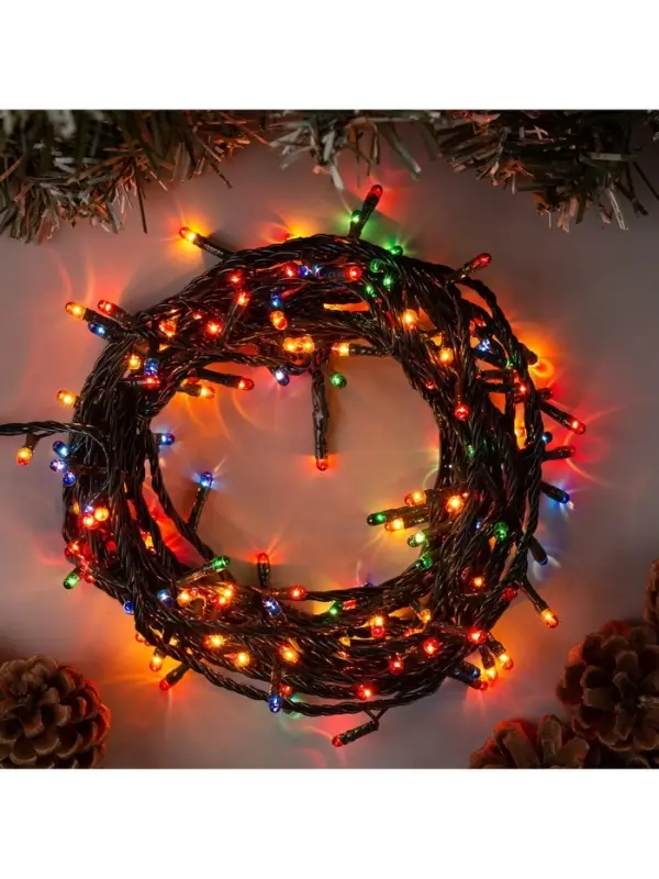 Гирлянда &laquo;Нить&raquo; 7 м, IP20, тёмная нить, 180 ламп, свечение мульти, 8 режимов, 220 В