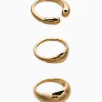 Набор колец 3 шт "Новый стиль" минимализ линий, размер МИКС, цвет золото