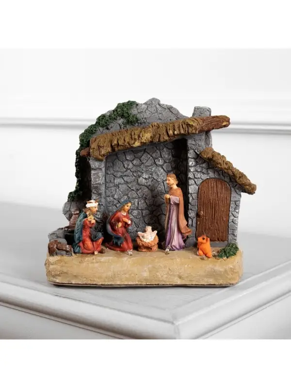 Светодиодная фигура &laquo;Рождество&raquo; 18&times;19&times;8 см, полистоун, от батареек ААх3, свечение тёплое белое