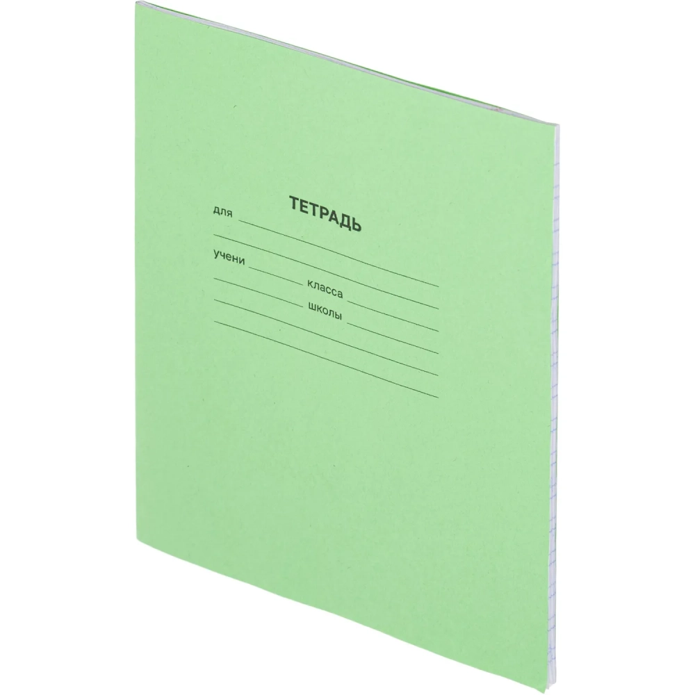 Тетрадь в зеленом офсете  12л., косая линия, штука, внутр.блок 100