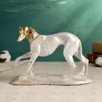 Фигурка полистоун &laquo;Борзая&raquo;, белая с золотым, 25&times;17 см