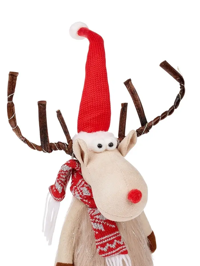 Светодиодная фигура &laquo;Новогодний лосик&raquo; 58 см, текстиль, 10 LED, от батареек CR2032&times;1, свечение тёплое белое