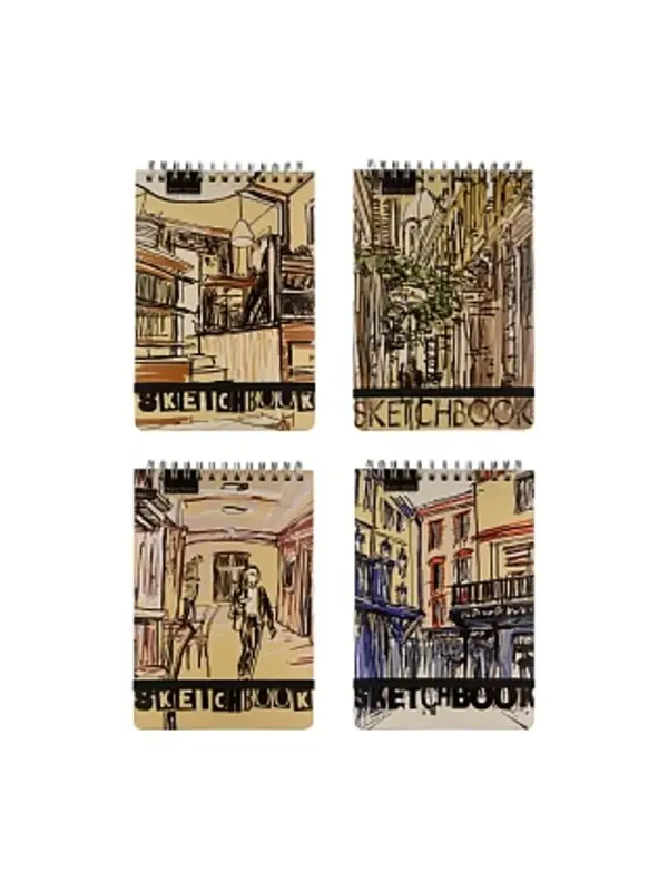 SKETCHBOOK BV, 180х260 мм, 60Л, КРАФТ 100 гр, НА ГРЕБНЕ (4 ВИДА)
