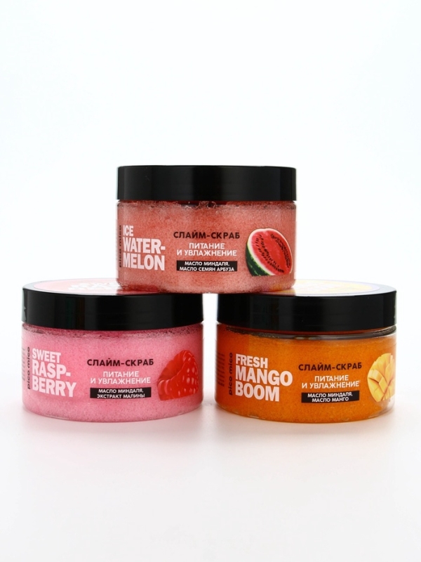 Скраб-слайм для тела Sweet raspberry, питание и увлажнение, с ароматом малины, 250 г, PICO MICO Скраб-слайм для тела Sweet raspberry, питание и увлажнение, с ароматом малины, 250 г, PICO MICO