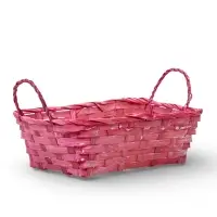 Корзина плетеная 24 х 20 х 8 см,боковые ручки, розовый квадрат