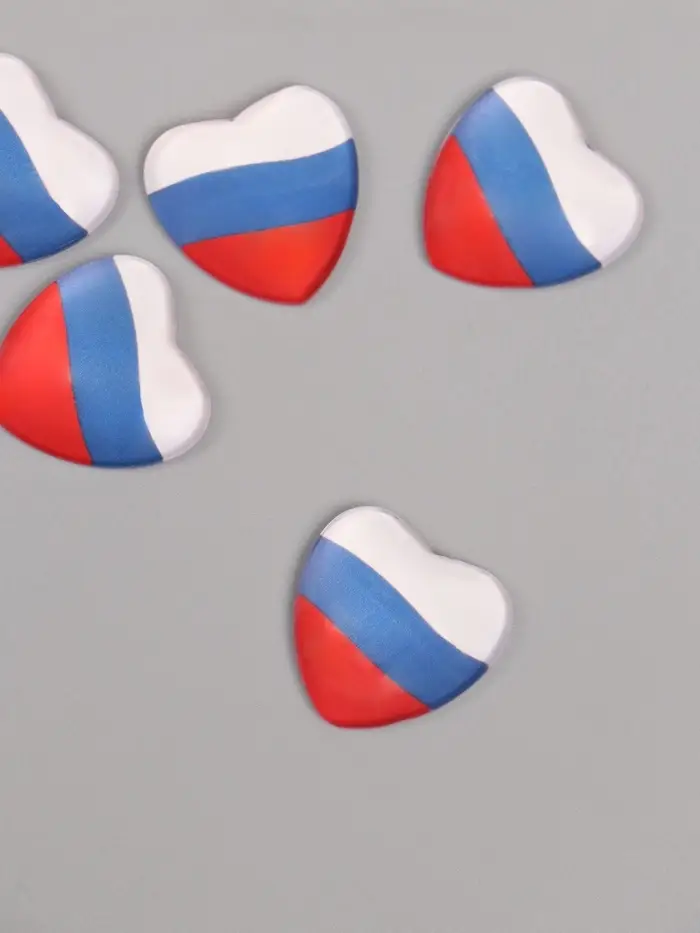 Кабошон стекло для творчества «Сердце. Россия», 2.5×2.5 см