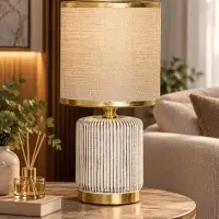 Лампа настольная RISALUX &laquo;Версаль&raquo;, E14, 40 Вт, бело-золотистая, 13&times;13&times;26.5 см