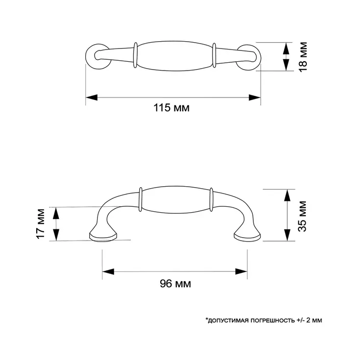 Ручка-скоба CAPPIO RSC012, пластик, м/о 96 мм, цвет медь