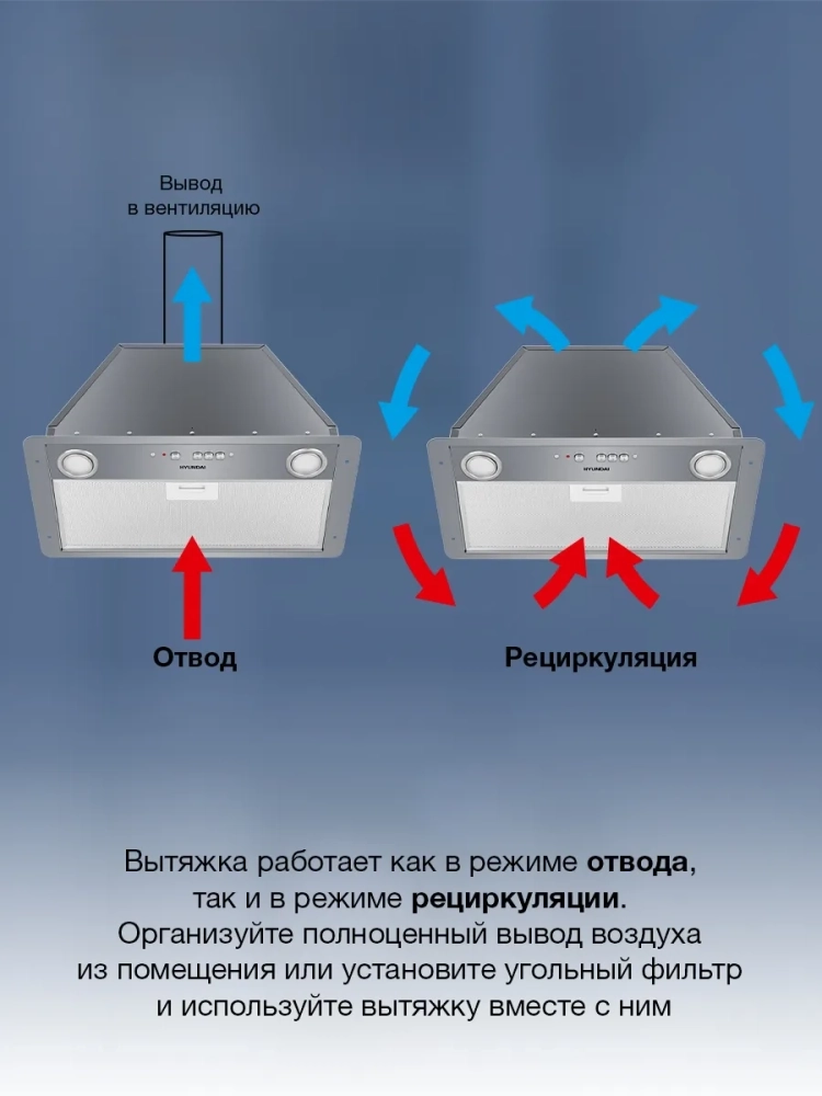 Вытяжка встраиваемая HBB 6035 IX серебристый