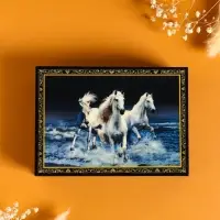 Шкатулка «Три коня», 10×14 см, лаковая миниатюра Шкатулка «Три коня», 10×14 см, лаковая миниатюра