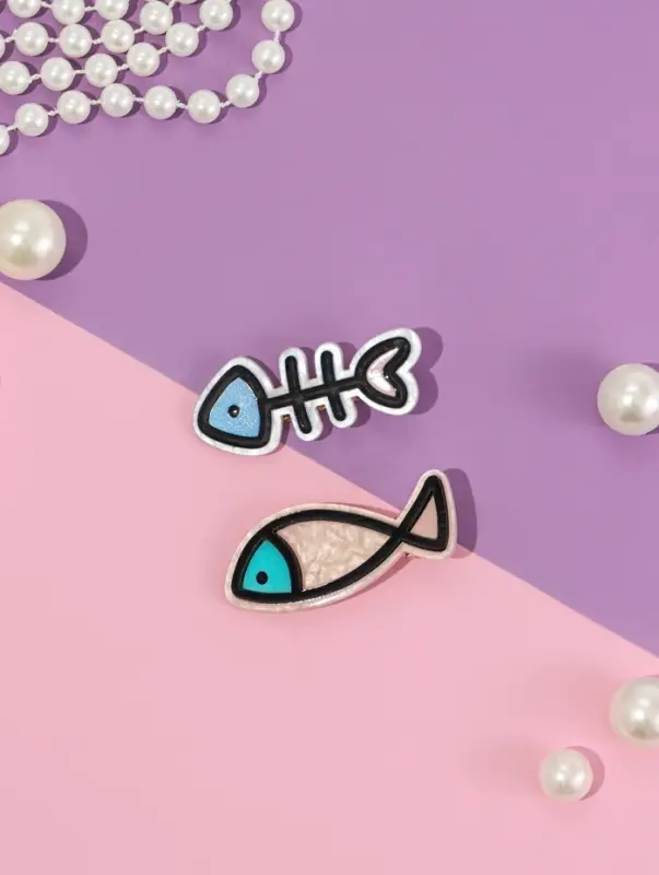 Зажим для волос "Мультизаврик" (набор 2 шт) рыба, 5,5 см