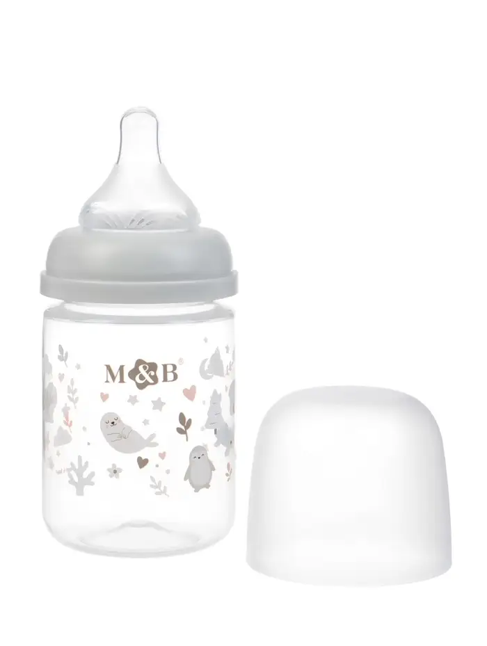 Бутылочка для кормления M&B, ШГ &Oslash;50 мм, +0мес., 180 мл., набор 2 шт. в кор.