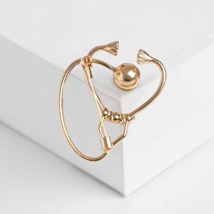 Брошь «Стетоскоп» крупный, цвет белый в золоте Брошь «Стетоскоп» крупный, цвет белый в золоте