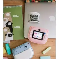 Детский мини принтер с камерой, для печати, модель LPR-21, Туре-С, лента, с ремешком, розовый