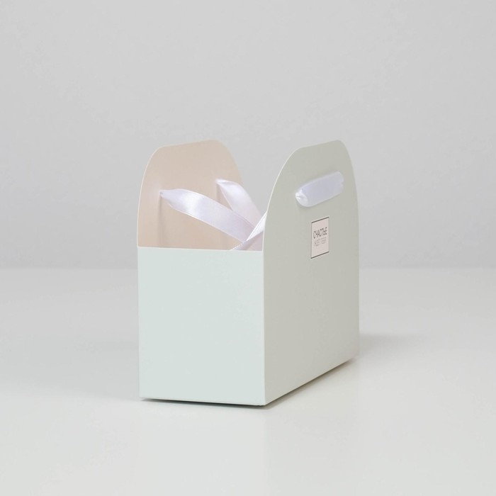 Коробка для цветов складная, мятная «Счастье ждёт тебя», 17 × 13 × 7 см