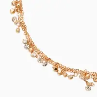 Цепочка со стразами 4 мм. L=100 см, мелкое плетение 2*1,8 мм, цвет золото