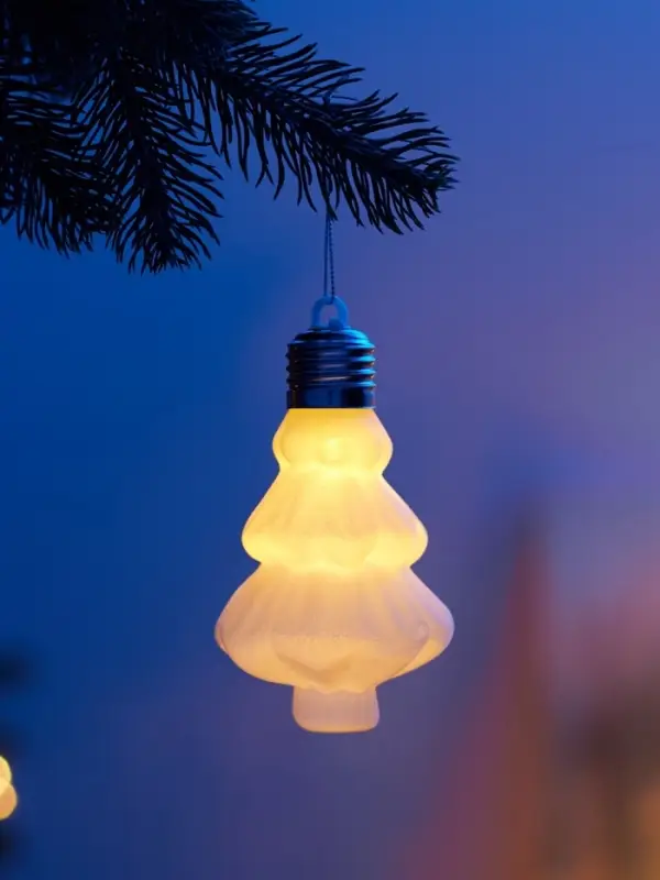 Елочный шар &laquo;Бархатная елочка&raquo; 12&times;8 см, 1 LED, от батареек LR44&times;3, свечение тёплое белое