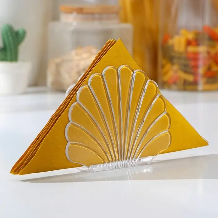 Салфетница «Ракушка», 13×2,5×10 см, цвет прозрачный