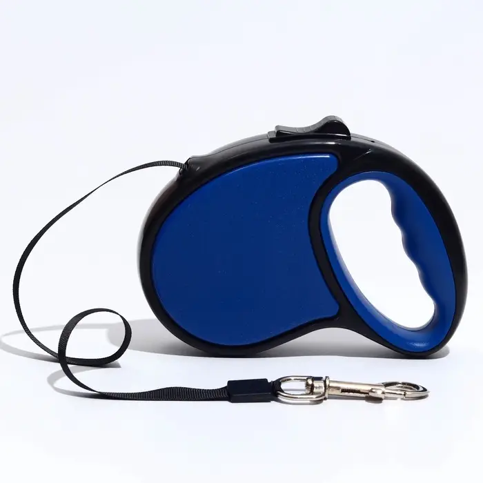 Рулетка &laquo;Стиль&raquo;, под кожу, 5 м, вес животного до 25 кг, чёрно-синяя