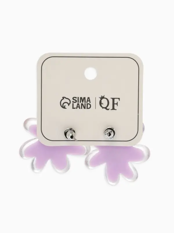 Серьги пластик "Цветочек летний" с блёсткой, цвет фиолетовый