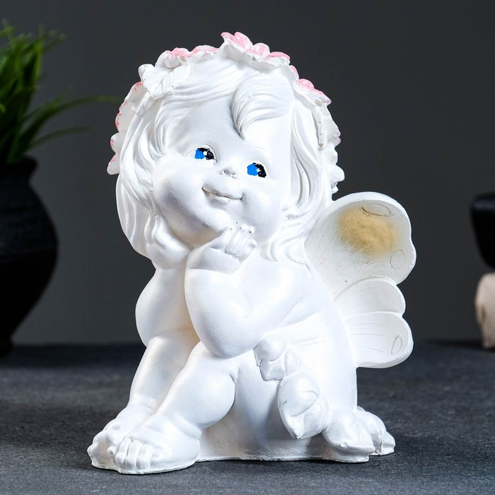 Фигура  Фигура "Фея сидя" перламутр 20х15х16см