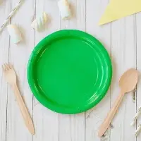 Тарелка одноразовая бумажная однотонная, зеленая, 18 см Тарелка одноразовая бумажная однотонная, зеленая, 18 см