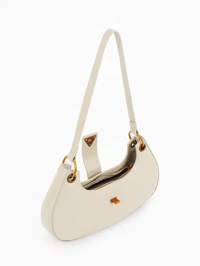 Сумка женская багет TEXTURA на молнии, 30&times;5&times;17 см, молочная