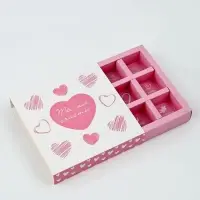 Коробка-адвент под 9 конфет, &laquo;Сердца&raquo;, 14.5&times;14.5&times;2.5 см, кондитерская упаковка