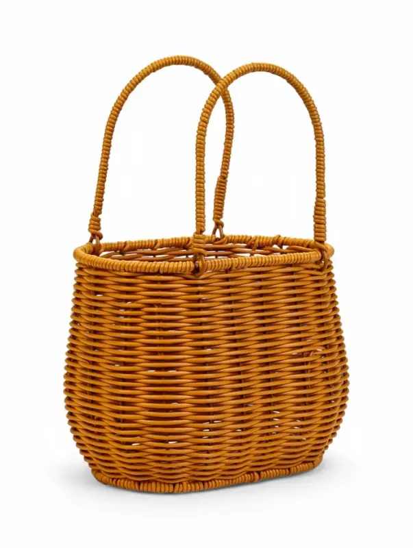 Корзина пластик 21 х 13 х 17 см, ручка13 см металл карскас коричневый Корзина пластик 21 х 13 х 17 см, ручка13 см металл карскас коричневый