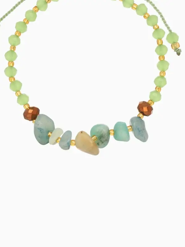 Браслет, длина 16 см, цв. фисташковый, золотой