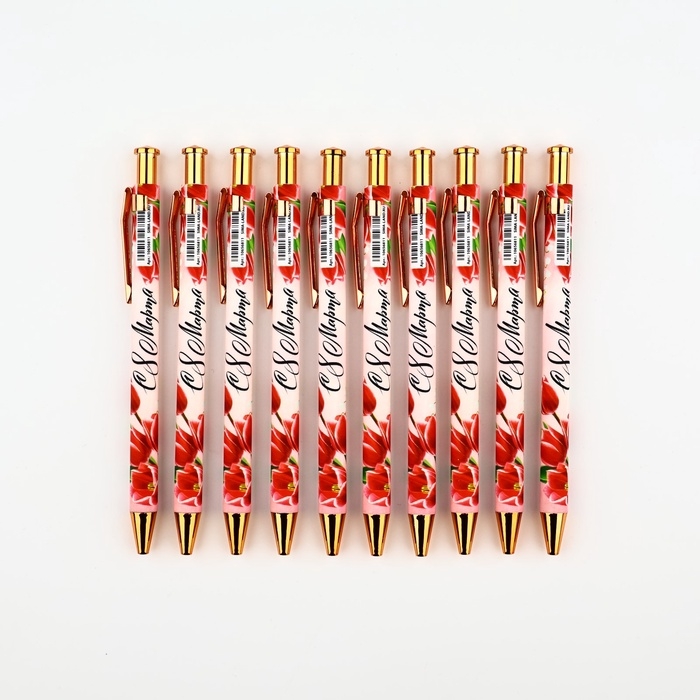 Ручка шариковая синяя паста, пластиковый корпус «С 8 марта тюльпаны» Ручка шариковая синяя паста, пластиковый корпус «С 8 марта тюльпаны»