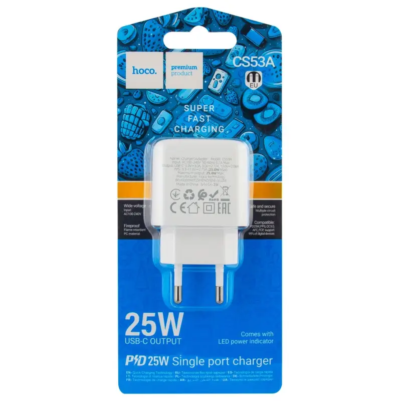 Переходник сетевого зарядного устройства на Type-C PD20W CS53A HOCO белый