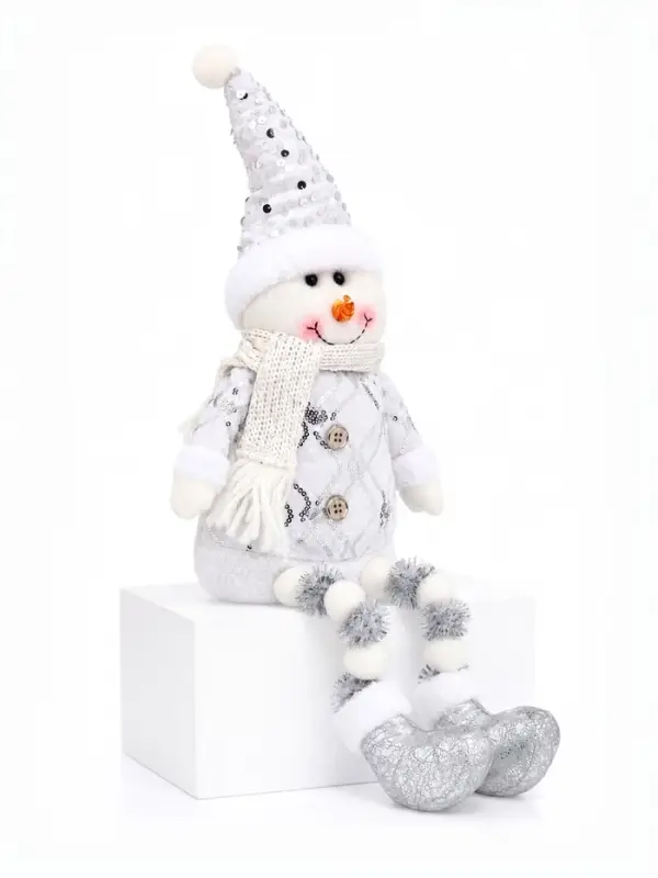 Игрушка мягкая &laquo;Снеговик в костюмчике с пайетками&raquo; 44&times;19 см, серебристо-белый