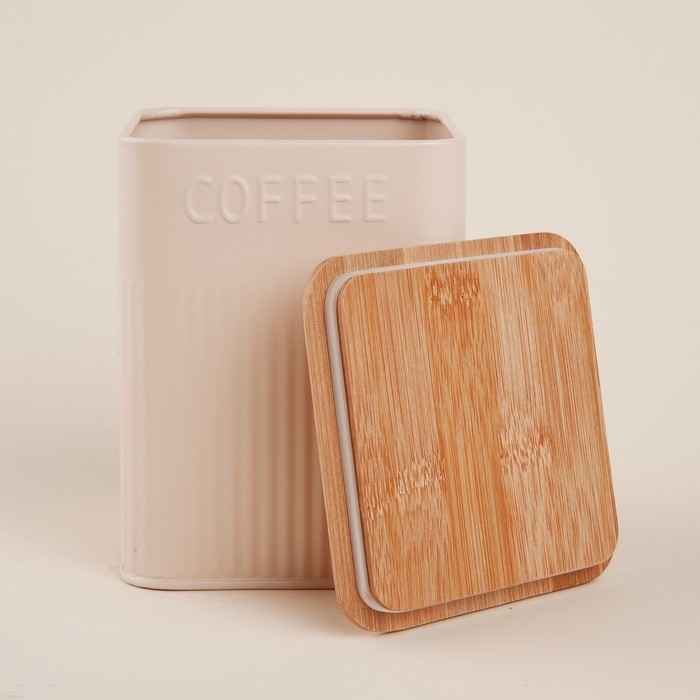 Банка для кофе &laquo;Сан-Лоренцо&raquo;, 10&times;13 см, цвет розовый, с бамбуковой крышкой