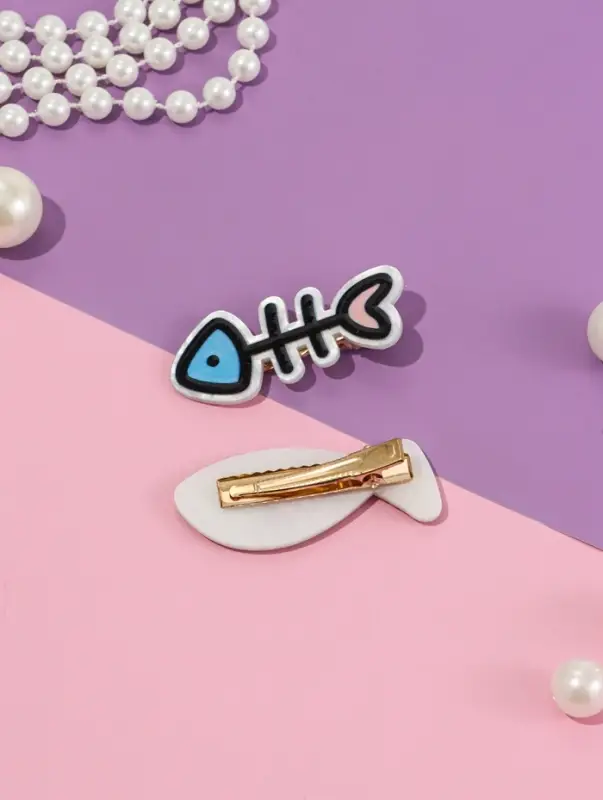 Зажим для волос "Мультизаврик" (набор 2 шт) рыба, 5,5 см