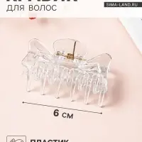 Крабик для волос &laquo;Маленькая классика&raquo;, 6 см, прозрачный