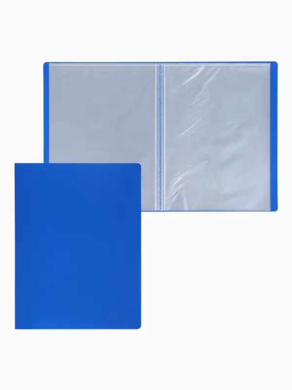 Папка с 30 вкладышами А4, 500 мкм, Calligrata, текстура &laquo;песок&raquo;, синяя