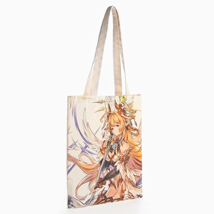 Шопер «Аниме» 33,5 х 39,5 см., отдел без молнии, без подклада, белый Шопер «Аниме» 33,5 х 39,5 см., отдел без молнии, без подклада, белый