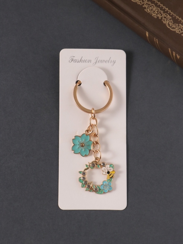 Брелок металл, эмаль "Пчёлка на цветочном венке" 9 см