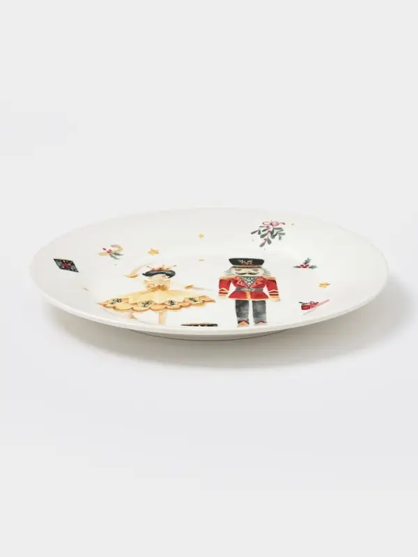Тарелка новогодняя Доляна «Щелкунчик», d=20.5 см, фарфор, белая Тарелка новогодняя Доляна «Щелкунчик», d=20.5 см, фарфор, белая