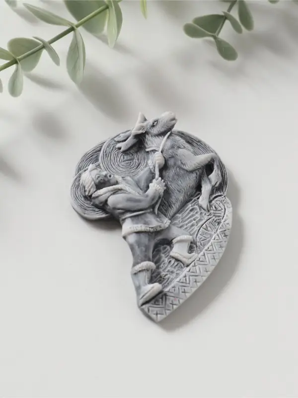 Магнит "Оленевод" (барельеф) , 6,5см